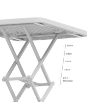 Table d'appoint pliante réglable LuckyOCT blanche avec plateau en nid d'abeille et structure métallique pour salon et chambre