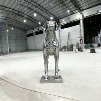 Sculpture de chien personnalisée en acier inoxydable 304 découpée au laser, décoration extérieure pour place publique, personnalisable B2B, résistante aux intempéries, art miroir tendance
