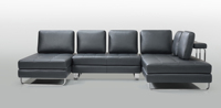 Ensemble de canapés de salon de villa moderne classique de haute qualité en cuir véritable en forme de L avec structure en métal inoxydable personnalisable Garantie 2 ans