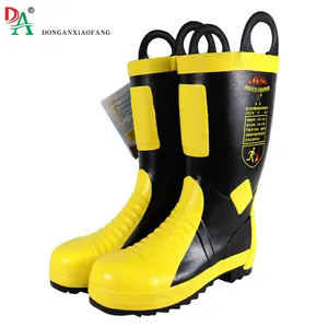 DA OEM 핫 세일 노란색 내화 무거운 의무 안전 장화 화학 저항 PPE 소방관 고무 신발 품질 작업복