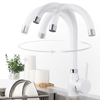 Robinet de lavabo en laiton massif blanc mat de style nordique, mitigeur à bec haut pour lavabo sur comptoir, idéal pour hôtels et appartements