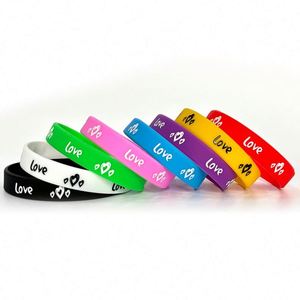 Custom Printed Silicone Wristband Love Logo Colored <b>Bracelet</b> for <b>Couples</b> Valentine's Day Promotions Other Events Wristband - Product Image 1