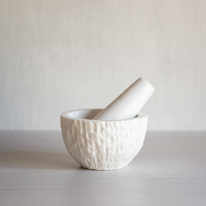 Mortero de mármol crema de alta calidad, herramienta de cocina hecha a mano, personalización al mejor precio - Product Image 1