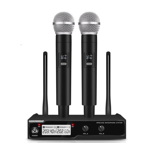 Brand New Rayco VHF Wireless Dual-Channel Dynamic Handheld Microphone Noise Cancelling 80M Range Cardioid Polar Pattern Metal