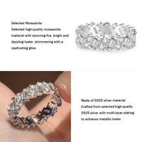 Bague en argent sterling S925 avec moissanite, sertissage pavé, couleur D, certifiée GRA, plaquée platine, empilable pour femme, bijoux fins, vente en gros