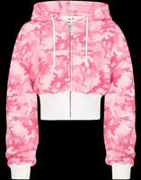 Imprimé personnalisé automne hiver femmes recadrée à capuche ensemble deux pièces rose camouflage à manches longues pantalons de survêtement et sweat à capuche ensemble pour femmes
