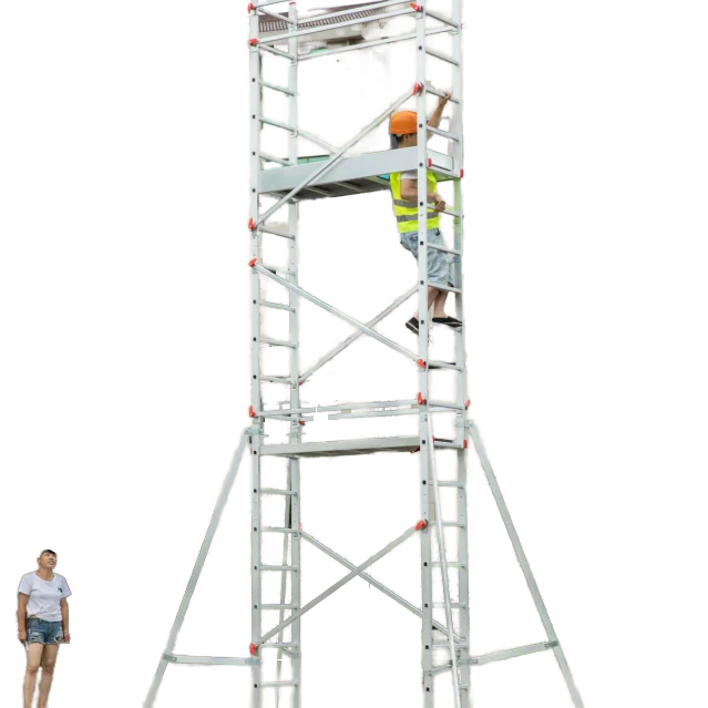 Professional 5.6m Aluminum Multi-Purpose Scaffold Ladder Folding Industrial Extension Rolling Industrial Ladders
