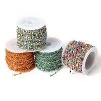 Chaîne perlée multicolore Bracelet fait main en acier inoxydable Chaîne perlée Accessoires de bijouterie
