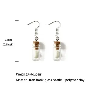 2024 fantôme en bouteille boucles d'oreilles brillent dans le noir fantôme boucles d'oreilles lumineuses Halloween bijoux pour femmes et filles - Product Image 3