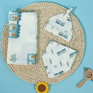 OEM suave bebé musulmán algodón portador de bebé Manta y sombrero con patrón de animales de dibujos animados - Product Image 1