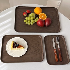 Bandeja de Servir de Plástico con Diseño de Madera Negra para Desayuno/Café/Fruta/Plantas/Decoración de Fiestas de Navidad/Halloween/Bodas - Product Image 2