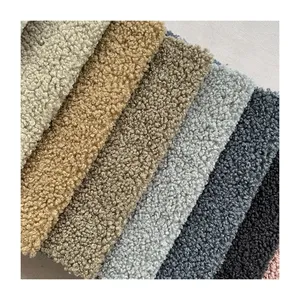 Polyester knitted boucle velvet sofa fabric teddy fleece soft covering sofa fabric cushion upholstery home textile factory