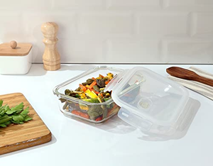High Borosilicate <b>Glass</b> <b>Food</b> Storage Box Heat Cold Resistant Sliding Air Hole Lock Separation <b>Lid</b> Design for Storage Convenience - Product Image 3