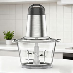 مفرمة لحم كهربائية محمولة جديدة بثلاث سرعات وسعة 2 لتر مع غلاف زجاجي، خلاط متعدد الوظائف لتحضير الطعام للاستخدام المنزلي - Product Image 2