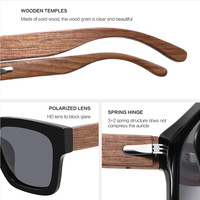 Lunettes de soleil polarisées carrées classiques 2026 pour hommes, monture intégrale, branches en bois, style rétro, monture surdimensionnée