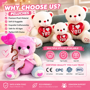 Vente en gros directe d'usine, ours en peluche blanc pour la Saint-Valentin avec cœur d'amour, bordure dorée et détails scintillants, jouet en peluche OEM ODM - Product Image 5