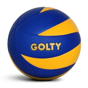 Fábrica personalizada branco amarelo azul colorido impressão logotipo tamanho 5 voleibol para treinamento