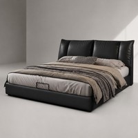 Lit plateforme rembourré noir avec tête de lit moelleuse, cadre de lit Queen/King profil bas pour hôtels, appartements, chambres à coucher OEM ODM