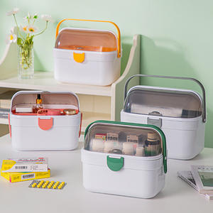 Portable Plastic Medicine <b>Storage</b> Box With Handle Multi-size For Home Use <b>Pill</b> Organizer <b>Case</b> With Clear Lid And Compartment - Product Image 1