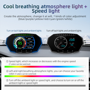 شاشة عرض أمامية للسيارة F11 مع نظام إنذار أمان OBD2 ونظام تحديد المواقع GPS مزدوج، شاشة LCD تشخيصية 4 بوصات لعرض درجة حرارة الماء والزيت وعداد السرعة - Product Image 5