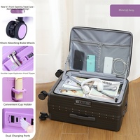 Valise à ouverture latérale, grande capacité, 20 pouces (format cabine), 24 pouces avec roues universelles silencieuses