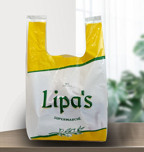 Sac de courses en plastique jetable personnalisé en PE, sac pliable réutilisable en polyéthylène, sac de supermarché en LDPE avec impression de logo - Product Image 1