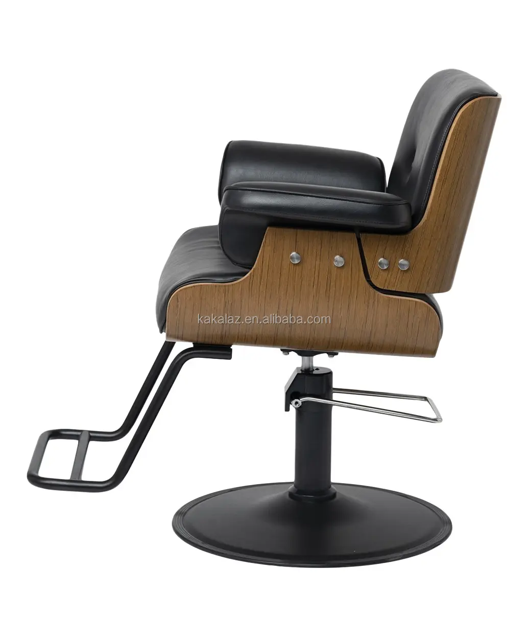 Modern kuaför ekipmanları dayanıklı ahşap berber koltuğu yüksek kaliteli hidrolik sandalye
