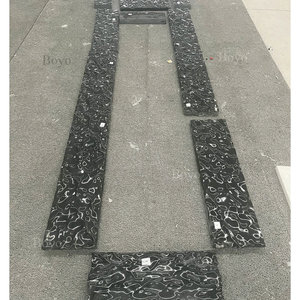 Ubin Lantai Marmer Mewah Bergaya Beralur 3D Permukaan Bergelombang Nero <span class=keywords><strong>Marquina</strong></span> Ubin Marmer Cair Hitam - Product Image 3