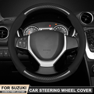 Funda de <span class=keywords><strong>Volante</strong></span> de Cuero y Fibra de Carbono para <span class=keywords><strong>Suzuki</strong></span> Jimny, S-Cross, <span class=keywords><strong>Swift</strong></span>, SX4, Vitara, Grand-Vitara, Baleno, Ciaz, Celerio, Swace - Product Image 1