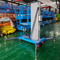 Plateforme de travail aérien électrique à mât simple inclinable en aluminium, 4-10 m, 100 kg