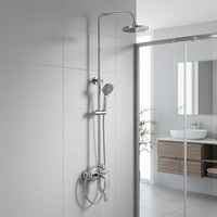 Mitigeur de douche en laiton chromé pour eau chaude et froide, ensemble de robinetterie de douche à poignée unique avec douchette à main