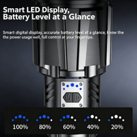 Lampe torche LED puissante à zoom longue portée rechargeable 150W XHP360 15000 Lumens IP65 Haute puissance pour l'extérieur