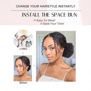 Fq19 45 Perruque queue de cheval synthétique en fibre Kanekalon, extension de cheveux bouclés noirs de 4 pouces pour femmes, clip volumineux détachable - Product Image 5