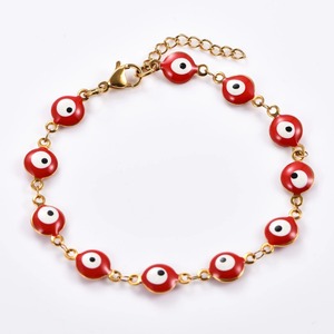 สร้อยข้อมือสแตนเลสขนาด 8 มม. ลายโซ่สำหรับผู้หญิง สาวๆ พร้อมจี้รูปตาปีศาจแบบตุรกีขนาดใหญ่ สร้อยข้อเท้า เครื่องประดับโลหะ ของขวัญ - Product Image 2
