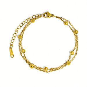 Custom Designer <b>Beaded</b> Chunky Cheap Stainless Steel Charm Double Knot <b>Bracelet</b> Twisted Stainless Steel <b>Gold</b> - Product Image 1