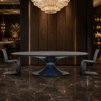 Table à thé ovale de luxe IDAO, design italien inspiré de Bugatti, style charpentier nostalgique, pour salon de villa