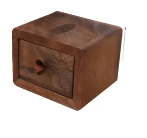 검은 호두 풀 아웃 작은 반지 상자/단단한 나무 보석 상자