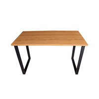 Table de bureau contemporaine en acier avec finition bois, bureau informatique en métal pour mobilier de bureau d'entreprise