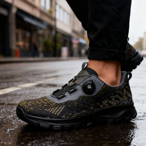 Chaussures de travail pour hommes, de bonne qualité, respirantes, <span class=keywords><strong>avec</strong></span> bouton rotatif, chaussures de sécurité <span class=keywords><strong>avec</strong></span> protection pour les ouvriers du bâtiment - Product Image 4