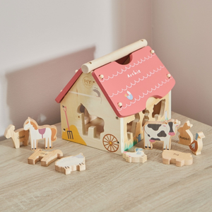 En-71 cá nhân bảng Top Zoo Đồ chơi gỗ hạnh phúc trang trại gia đình nhà giả vờ vai trò chơi Trang trại động vật giáo dục trẻ mới biết đi Nhà thiết lập - Product Image 3