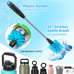 Kit de brosses à bouteilles écologiques WEVI 2-en-1 à manche long détachable avec poils en nylon pour pailles, thermos et tasses à col étroit - Product Image 2