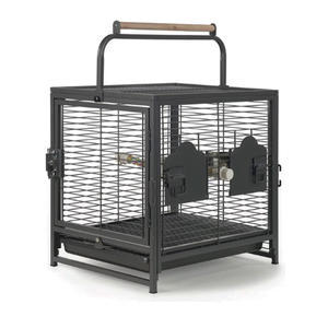 Toptan katı desen ferforje Metal evcil hayvan taşıyıcı küçük hayvanlar seyahat kafes kuşlar papağan tavşan seyahat ev kolu ile - Product Image 1