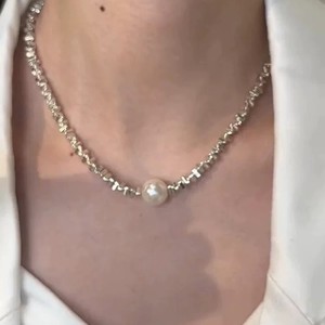 Collar de Perlas Geométricas con Cadena Plateada para Uso Diario de Mujer X3-526 - Product Image 2