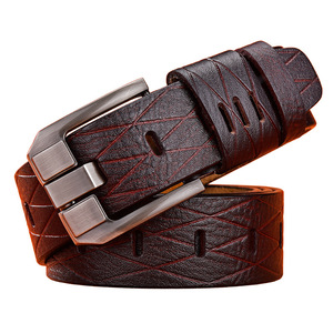 Cinturón de Cuero Vacuno con Hebilla de Aleación y Patrón Floral Retro para <span class=keywords><strong>Hombre</strong></span>, Suministro Directo de <span class=keywords><strong>AliExpress</strong></span>, 3.8 cm de Ancho, Longitud Ajustable - Product Image 3