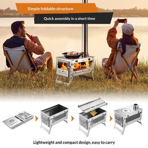 Stufa da Campeggio Portatile in Legno con Canna Fumaria, Alta Efficienza di Combustione, per Cucinare e Riscaldare all'Aperto - Product Image 3