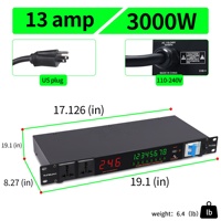 PS-05682 Séquenceur d'alimentation à 8+2 prises avec affichage LED de 0,56 pouce/filtre/chaque canal avec interrupteur
