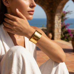 <span class=keywords><strong>Bracciale</strong></span> a Polsino Largo in Oro Massiccio per Donne, <span class=keywords><strong>Bracciale</strong></span> Aperto Ondulato in Metallo Liquido, Gioiello da Festa Y2K in Acciaio Inossidabile Lucido - Product Image 4