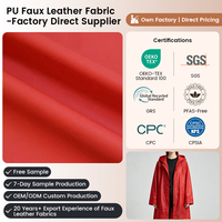 Cuir synthétique PU de haute qualité sans PFAS, fabriqué en Chine, pour vêtements imperméables personnalisés, tissu en cuir P