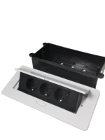 Prise de table escamotable haut de gamme 16A à ouverture lente, blanche, française/UE, 3 prises intégrées pour bureau