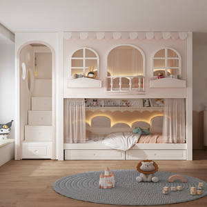 JS-<span class=keywords><strong>Litera</strong></span> de lujo para niños, muebles de dormitorio <span class=keywords><strong>Montessori</strong></span>, camas para niños con tobogán de arco y escaleras de almacenamiento, nuevo diseño - Product Image 6